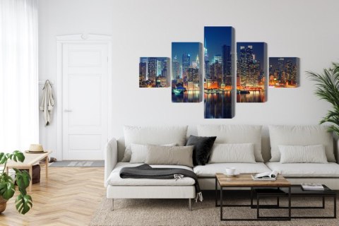 Obraz Wieloczęściowy Panoramiczny Widok Na Manhattan Nocą Obraz Wieloczęściowy Panoramiczny Widok Na Manhattan Nocą