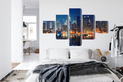 Obraz Wieloczęściowy Panoramiczny Widok Na Manhattan Nocą Obraz Wieloczęściowy Panoramiczny Widok Na Manhattan Nocą