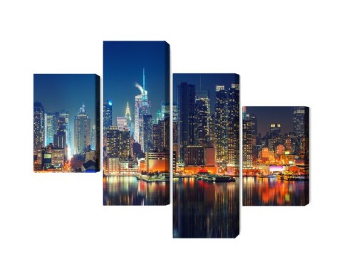 Obraz Wieloczęściowy Panoramiczny Widok Na Manhattan Nocą Obraz Wieloczęściowy Panoramiczny Widok Na Manhattan Nocą