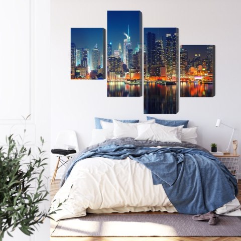 Obraz Wieloczęściowy Panoramiczny Widok Na Manhattan Nocą Obraz Wieloczęściowy Panoramiczny Widok Na Manhattan Nocą