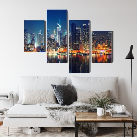 Obraz Wieloczęściowy Panoramiczny Widok Na Manhattan Nocą Obraz Wieloczęściowy Panoramiczny Widok Na Manhattan Nocą