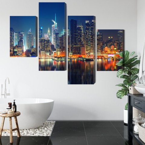 Obraz Wieloczęściowy Panoramiczny Widok Na Manhattan Nocą Obraz Wieloczęściowy Panoramiczny Widok Na Manhattan Nocą