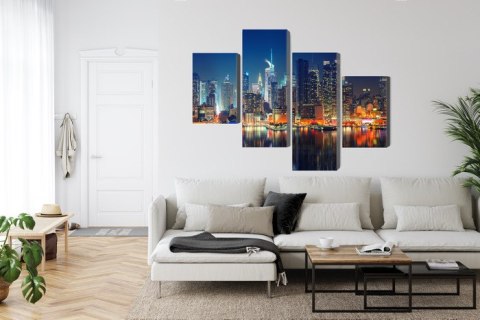 Obraz Wieloczęściowy Panoramiczny Widok Na Manhattan Nocą Obraz Wieloczęściowy Panoramiczny Widok Na Manhattan Nocą