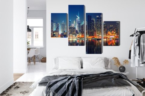Obraz Wieloczęściowy Panoramiczny Widok Na Manhattan Nocą Obraz Wieloczęściowy Panoramiczny Widok Na Manhattan Nocą
