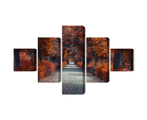 Obraz Wieloczęściowy Ścieżka W Głąb Jesiennego Lasu Obraz Wieloczęściowy Ścieżka W Głąb Jesiennego Lasu