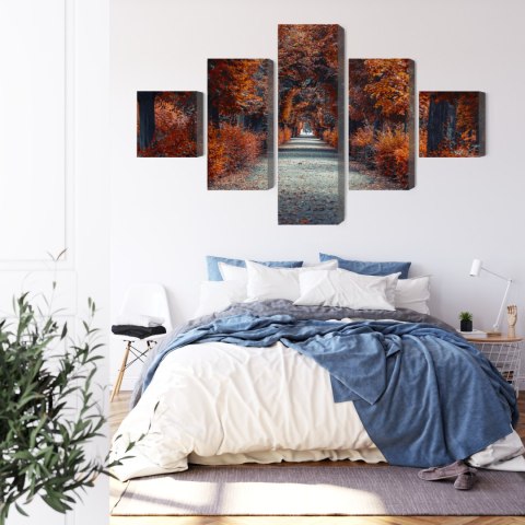 Obraz Wieloczęściowy Ścieżka W Głąb Jesiennego Lasu Obraz Wieloczęściowy Ścieżka W Głąb Jesiennego Lasu