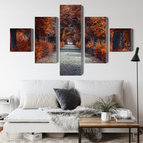 Obraz Wieloczęściowy Ścieżka W Głąb Jesiennego Lasu Obraz Wieloczęściowy Ścieżka W Głąb Jesiennego Lasu
