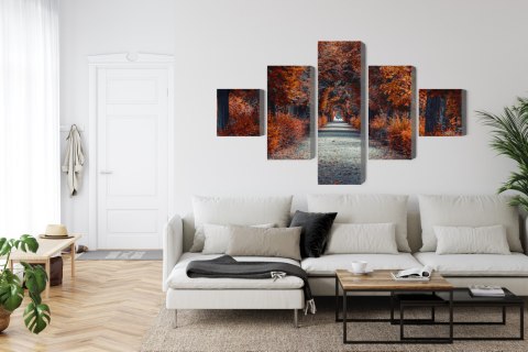 Obraz Wieloczęściowy Ścieżka W Głąb Jesiennego Lasu Obraz Wieloczęściowy Ścieżka W Głąb Jesiennego Lasu