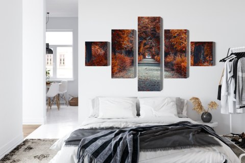Obraz Wieloczęściowy Ścieżka W Głąb Jesiennego Lasu Obraz Wieloczęściowy Ścieżka W Głąb Jesiennego Lasu
