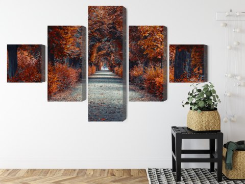 Obraz Wieloczęściowy Ścieżka W Głąb Jesiennego Lasu Obraz Wieloczęściowy Ścieżka W Głąb Jesiennego Lasu