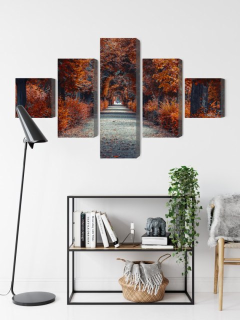 Obraz Wieloczęściowy Ścieżka W Głąb Jesiennego Lasu Obraz Wieloczęściowy Ścieżka W Głąb Jesiennego Lasu