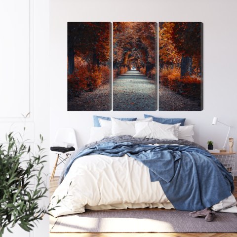 Obraz Wieloczęściowy Ścieżka W Głąb Jesiennego Lasu Obraz Wieloczęściowy Ścieżka W Głąb Jesiennego Lasu