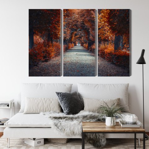 Obraz Wieloczęściowy Ścieżka W Głąb Jesiennego Lasu Obraz Wieloczęściowy Ścieżka W Głąb Jesiennego Lasu