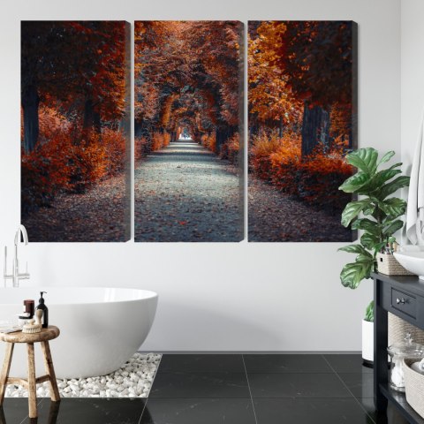 Obraz Wieloczęściowy Ścieżka W Głąb Jesiennego Lasu Obraz Wieloczęściowy Ścieżka W Głąb Jesiennego Lasu
