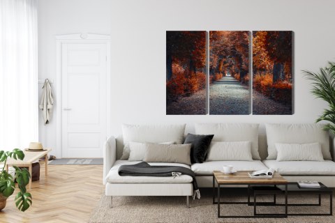 Obraz Wieloczęściowy Ścieżka W Głąb Jesiennego Lasu Obraz Wieloczęściowy Ścieżka W Głąb Jesiennego Lasu