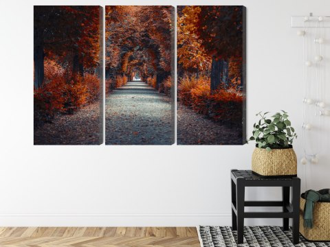 Obraz Wieloczęściowy Ścieżka W Głąb Jesiennego Lasu Obraz Wieloczęściowy Ścieżka W Głąb Jesiennego Lasu