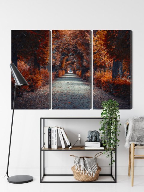 Obraz Wieloczęściowy Ścieżka W Głąb Jesiennego Lasu Obraz Wieloczęściowy Ścieżka W Głąb Jesiennego Lasu