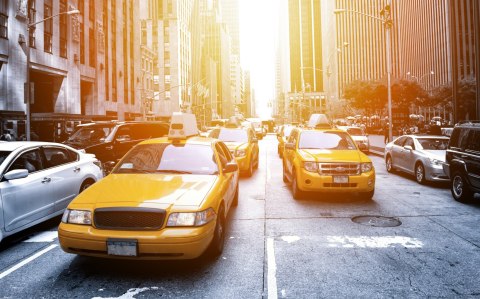 Obraz Wieloczęściowy Taxi W Słońcu Nyc Obraz Wieloczęściowy Taxi W Słońcu Nyc