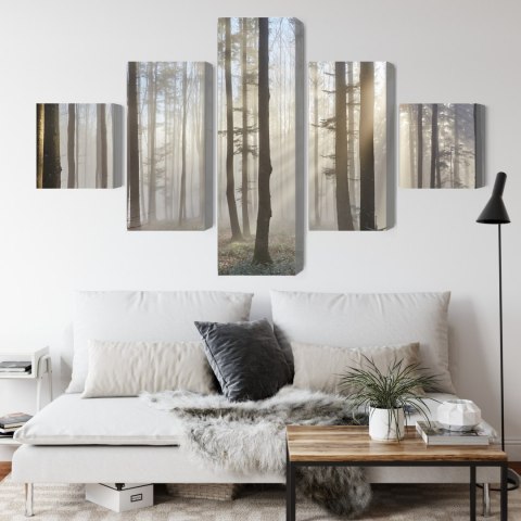 Obraz Wieloczęściowy Wschód Słońca W Lesie Obraz Wieloczęściowy Wschód Słońca W Lesie