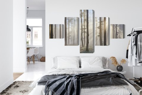 Obraz Wieloczęściowy Wschód Słońca W Lesie Obraz Wieloczęściowy Wschód Słońca W Lesie