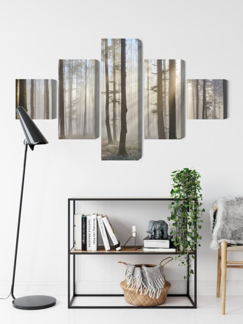 Obraz Wieloczęściowy Wschód Słońca W Lesie Obraz Wieloczęściowy Wschód Słońca W Lesie