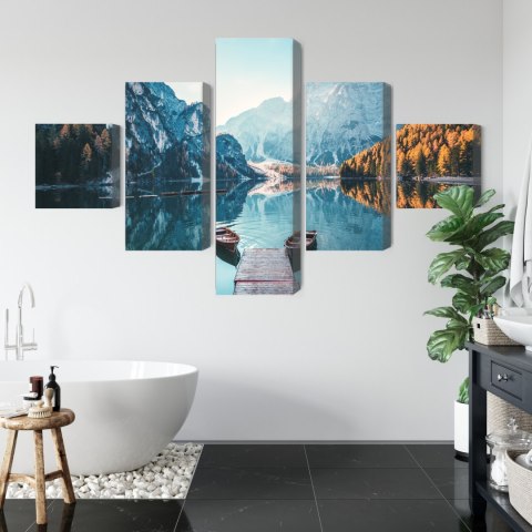 Obraz Wieloczęściowy Jezioro Braies We Włoskich Dolomitach 3D
