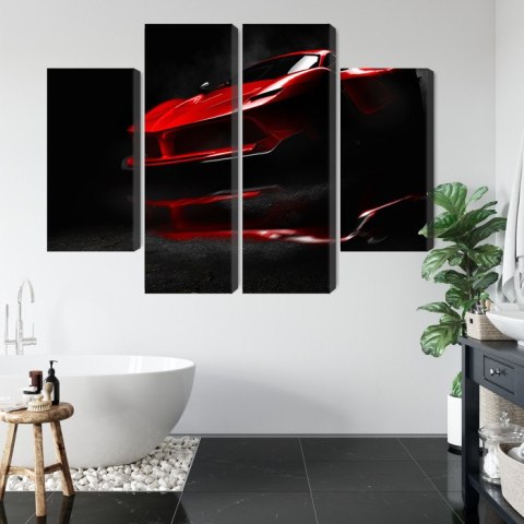 Obraz Wieloczęściowy Czerwony Samochód Sportowy 3D Obraz Wieloczęściowy Czerwony Samochód Sportowy 3D