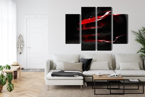 Obraz Wieloczęściowy Czerwony Samochód Sportowy 3D Obraz Wieloczęściowy Czerwony Samochód Sportowy 3D