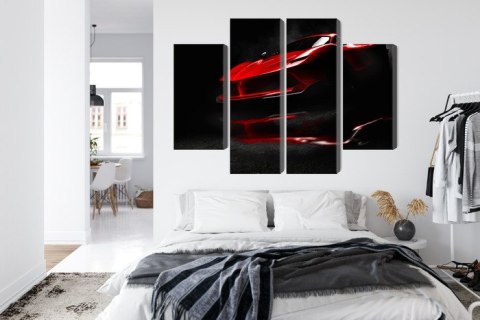 Obraz Wieloczęściowy Czerwony Samochód Sportowy 3D Obraz Wieloczęściowy Czerwony Samochód Sportowy 3D