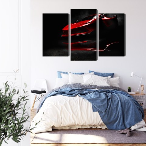 Obraz Wieloczęściowy Czerwony Samochód Sportowy 3D Obraz Wieloczęściowy Czerwony Samochód Sportowy 3D