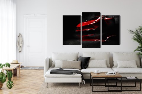 Obraz Wieloczęściowy Czerwony Samochód Sportowy 3D Obraz Wieloczęściowy Czerwony Samochód Sportowy 3D