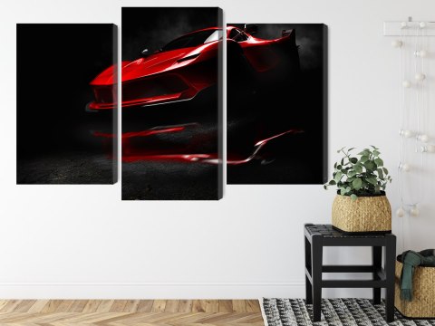 Obraz Wieloczęściowy Czerwony Samochód Sportowy 3D Obraz Wieloczęściowy Czerwony Samochód Sportowy 3D