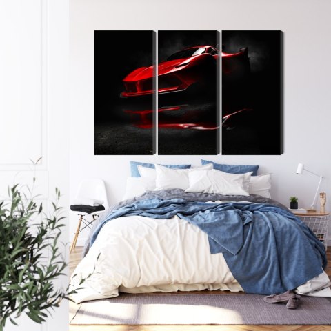 Obraz Wieloczęściowy Czerwony Samochód Sportowy 3D Obraz Wieloczęściowy Czerwony Samochód Sportowy 3D