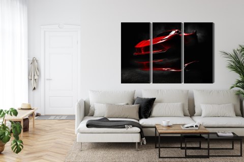 Obraz Wieloczęściowy Czerwony Samochód Sportowy 3D Obraz Wieloczęściowy Czerwony Samochód Sportowy 3D