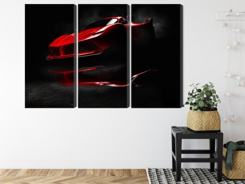 Obraz Wieloczęściowy Czerwony Samochód Sportowy 3D Obraz Wieloczęściowy Czerwony Samochód Sportowy 3D