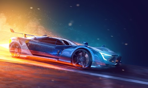 Obraz Wieloczęściowy Futurystyczny Samochód Sportowy 3D Obraz Wieloczęściowy Futurystyczny Samochód Sportowy 3D