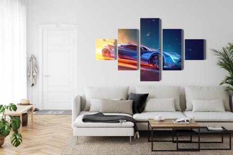 Obraz Wieloczęściowy Futurystyczny Samochód Sportowy 3D Obraz Wieloczęściowy Futurystyczny Samochód Sportowy 3D