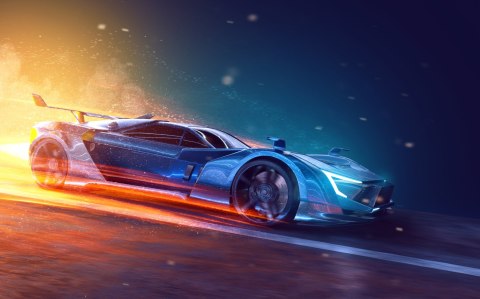 Obraz Wieloczęściowy Futurystyczny Samochód Sportowy 3D Obraz Wieloczęściowy Futurystyczny Samochód Sportowy 3D