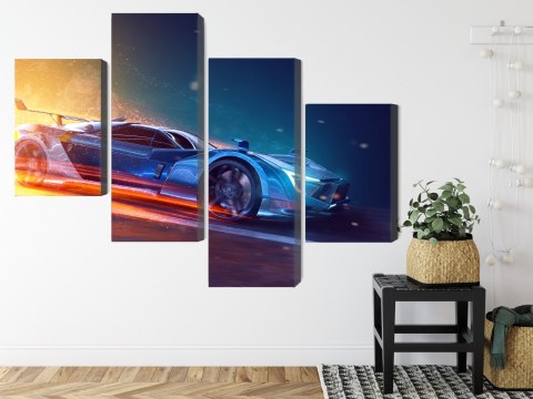Obraz Wieloczęściowy Futurystyczny Samochód Sportowy 3D Obraz Wieloczęściowy Futurystyczny Samochód Sportowy 3D