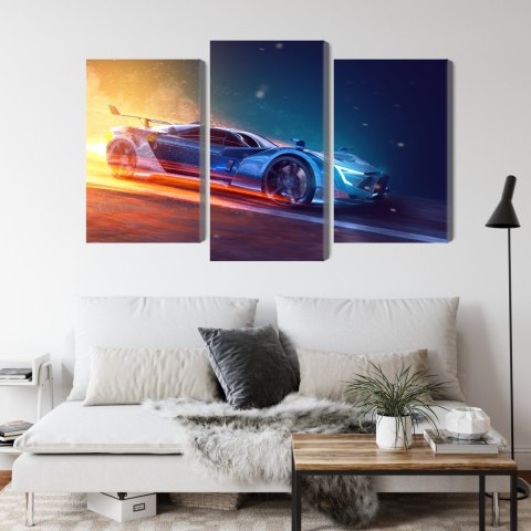 Obraz Wieloczęściowy Futurystyczny Samochód Sportowy 3D Obraz Wieloczęściowy Futurystyczny Samochód Sportowy 3D