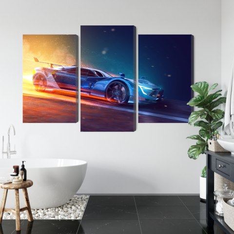 Obraz Wieloczęściowy Futurystyczny Samochód Sportowy 3D Obraz Wieloczęściowy Futurystyczny Samochód Sportowy 3D