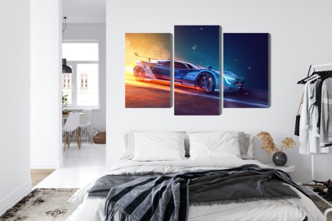 Obraz Wieloczęściowy Futurystyczny Samochód Sportowy 3D Obraz Wieloczęściowy Futurystyczny Samochód Sportowy 3D