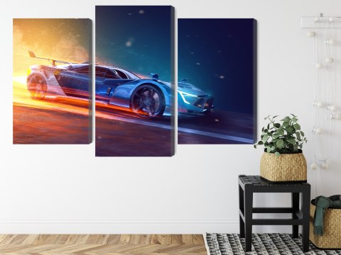 Obraz Wieloczęściowy Futurystyczny Samochód Sportowy 3D Obraz Wieloczęściowy Futurystyczny Samochód Sportowy 3D