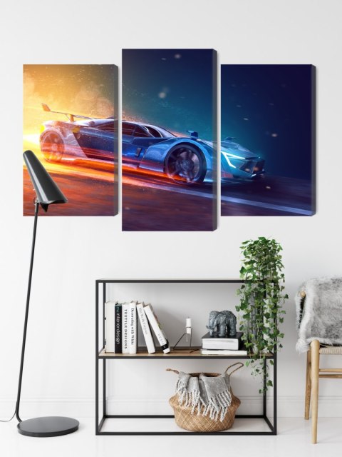 Obraz Wieloczęściowy Futurystyczny Samochód Sportowy 3D Obraz Wieloczęściowy Futurystyczny Samochód Sportowy 3D