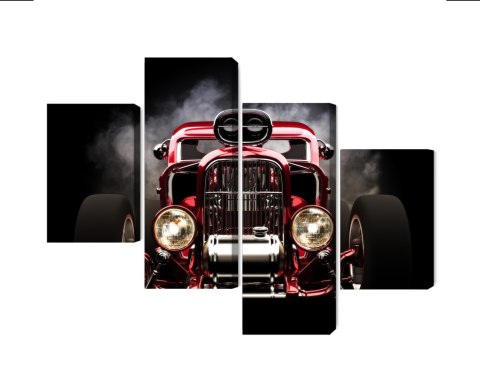 Obraz Wieloczęściowy Samochód Hot Rod Na Tle Dymu Obraz Wieloczęściowy Samochód Hot Rod Na Tle Dymu