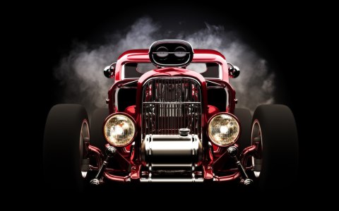 Obraz Wieloczęściowy Samochód Hot Rod Na Tle Dymu Obraz Wieloczęściowy Samochód Hot Rod Na Tle Dymu