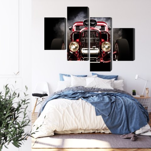 Obraz Wieloczęściowy Samochód Hot Rod Na Tle Dymu Obraz Wieloczęściowy Samochód Hot Rod Na Tle Dymu