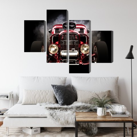 Obraz Wieloczęściowy Samochód Hot Rod Na Tle Dymu Obraz Wieloczęściowy Samochód Hot Rod Na Tle Dymu