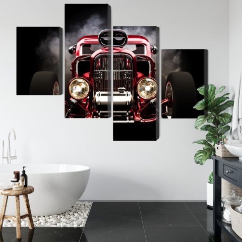 Obraz Wieloczęściowy Samochód Hot Rod Na Tle Dymu Obraz Wieloczęściowy Samochód Hot Rod Na Tle Dymu