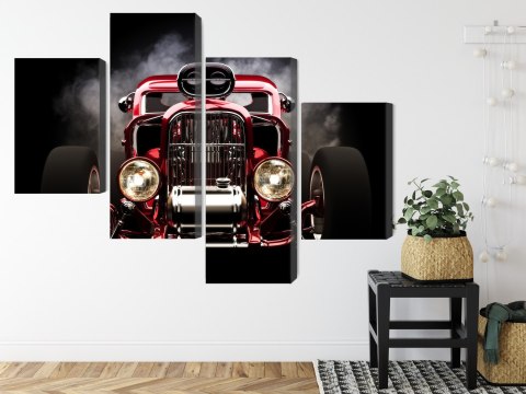 Obraz Wieloczęściowy Samochód Hot Rod Na Tle Dymu Obraz Wieloczęściowy Samochód Hot Rod Na Tle Dymu